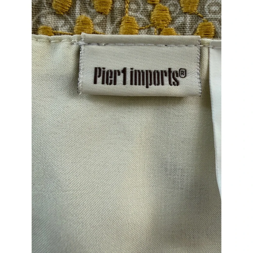 Vintage Pier 1 Floral Beaded Table Runner Dresser Scarf Linen Garden